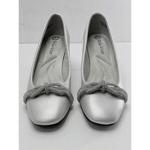 Bella Vita Women's Marigold Square Toe Pumps Silver With Stones Size 8.5M NWT